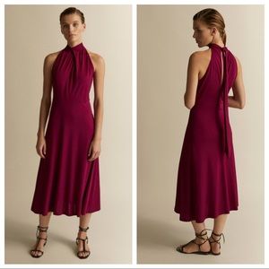 NWT. Massimo Dutti Bougainvillea Halter Midi Dress-Perfect for a Holiday party!